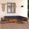 Image de vidaXL Salon de jardin 9 pcs avec coussins gris foncé Bois d'acacia