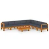 Image de vidaXL Salon de Jardin 9 pcs avec Coussins Gris foncé Bois d'acacia