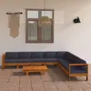 Image de vidaXL Salon de jardin 9 pcs avec coussins gris foncé Bois d'acacia