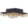 Image de vidaXL Salon de jardin 6 pcs avec coussins gris foncé bambou