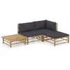 Image de vidaXL Salon de jardin 4 pcs avec coussins gris foncé bambou