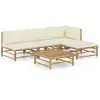 Image de vidaXL Salon de jardin 5 pcs avec coussins blanc crème bambou