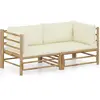 Image de vidaXL Salon de jardin 2 pcs avec coussins blanc crème bambou