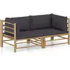 Image de vidaXL Salon de jardin 2 pcs avec coussins gris foncé bambou