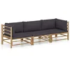 Image de vidaXL Salon de Jardin 3 pcs avec Coussins Mobilier de Jardin Meubles d'Extérieur Meubles de Terrasse Mobilier de Patio Gris Foncé Bambou