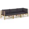 Image de vidaXL Salon de jardin 3 pcs avec coussins gris foncé bambou