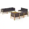 Image de vidaXL Salon de jardin 9 pcs avec coussins gris foncé bambou