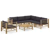 Image de vidaXL Salon de Jardin 7 pcs avec Coussins Mobilier de Jardin Meubles d'Extérieur Mobilier de Patio Meubles de Terrasse Gris Foncé Bambou