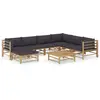 Image de vidaXL Salon de jardin 8 pcs avec coussins gris foncé bambou