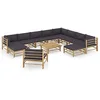 Image de vidaXL Salon de Jardin 12 pcs avec Coussins Mobilier de Jardin Meubles d'Extérieur Meubles de Terrasse Mobilier de Patio Gris Foncé Bambou