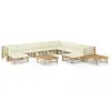 Image de vidaXL Salon de jardin 12 pcs avec coussins blanc crème bambou