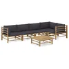 Image de vidaXL Salon de Jardin 6 pcs avec Coussins Meubles de Terrasse Mobilier de Jardin Meubles d'Extérieur Mobilier de Patio Gris Foncé Bambou