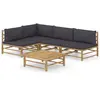 Image de vidaXL Salon de jardin 5 pcs avec coussins gris foncé bambou