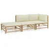 Image de vidaXL Salon de jardin 3 pcs avec coussins blanc crème bambou