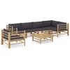 Image de vidaXL Salon de Jardin 7 pcs avec Coussins Meubles de Terrasse Mobilier de Jardin Meubles d'Extérieur Mobilier de Patio Gris Foncé Bambou