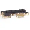 Image de vidaXL Salon de jardin 8 pcs avec coussins gris foncé bambou