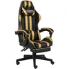 Image de vidaXL Fauteuil de jeux vidéo avec repose-pied Noir et doré Similicuir