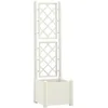 Image de vidaXL Jardinière avec Treillis Lit Surélevé Bac à Fleurs Pot de Plantes Lit de Plantation Jardin Balcon Patio Extérieur 43x43x142 cm PP Blanc