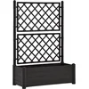 Image de vidaXL Jardinière avec Treillis Lit Surélevé de Jardin Boîte à Fleurs Bac à Plantes Boîte de Plantation Extérieur Patio 100x43x142 cm PP Anthracite