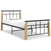 Image de vidaXL Cadre de lit sans matelas métal bois de chêne massif 90x200 cm