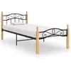 Image de vidaXL Cadre de lit sans matelas noir métal bois chêne massif 90x200cm