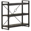 Image de vidaXL Bibliothèque à 3 Niveaux Etagère à Livres Meuble de Rangement Armoire à Livres Bureau Intérieur Noir 90x30x80 cm Bois de Manguier