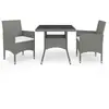 Image de vidaXL Ensemble à manger de jardin 3 pcs Gris Résine tressée et verre