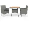 Image de vidaXL Ensemble à manger de jardin 3 pcs Gris Résine tressée et acacia