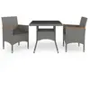 Image de vidaXL Ensemble à manger de jardin 3 pcs Gris Résine tressée et acacia