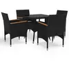 Image de vidaXL Ensemble à manger de jardin 5 pcs Noir Résine tressée et acacia