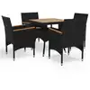 Image de vidaXL Ensemble à manger de jardin 5 pcs Noir Résine tressée et acacia