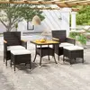 Image de vidaXL Ensemble à manger de jardin 5 pcs Résine tressée et acacia Noir