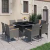 Image de vidaXL Ensemble à manger de jardin 9 pcs Résine tressée et acacia Gris