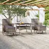 Image de vidaXL Ensemble à Manger jardin 5 pcs résine tressée verre trempé Gris