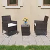 Image de vidaXL Ensemble de bistro 3 pcs Résine tressée et verre trempé Marron