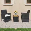 Image de vidaXL Ensemble de bistro 3 pcs Résine tressée et bois d'acacia Noir