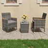 Image de vidaXL Ensemble de bistro 3 pcs Résine tressée et verre trempé Gris