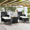 Image de vidaXL Ensemble de bistro de jardin 5 pcs poly rotin et verre trempé
