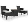 Image de vidaXL Acacia Ensemble de Bistro de Jardin 5 pcs Meubles d'Extérieur Mobilier de Patio Meubles de Terrasse Mobilier de Jardin Résine Tressée Noir