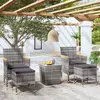 Image de vidaXL Ensemble de bistro jardin 5pcs Résine tressée verre trempé Gris