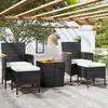Image de vidaXL Ensemble de bistro de jardin 5pcs Résine tressée et acacia Noir