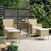 Image de vidaXL Ensemble de bistro 5 pcs Résine tressée et verre trempé Beige