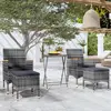 Image de vidaXL Ensemble de bistro jardin 5pcs Résine tressée verre trempé Gris