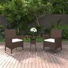Image de vidaXL Ensemble à manger de jardin 3pcs Résine tressée Marron