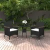 Image de vidaXL Ensemble à manger de jardin 3 pcs Résine tressée Noir