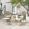 Image de vidaXL Salon de jardin 5 pcs Résine tressée Beige
