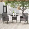 Image de vidaXL Ensemble à manger de jardin 3 pcs Résine tressée Gris