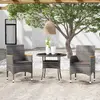 Image de vidaXL Ensemble à manger de jardin 3 pcs Résine tressée Gris