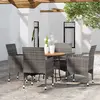 Image de vidaXL Ensemble à manger de jardin 5 pcs Résine tressée Gris