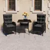 Image de vidaXL Ensemble à manger de jardin 3 pcs Résine tressée et verre Noir